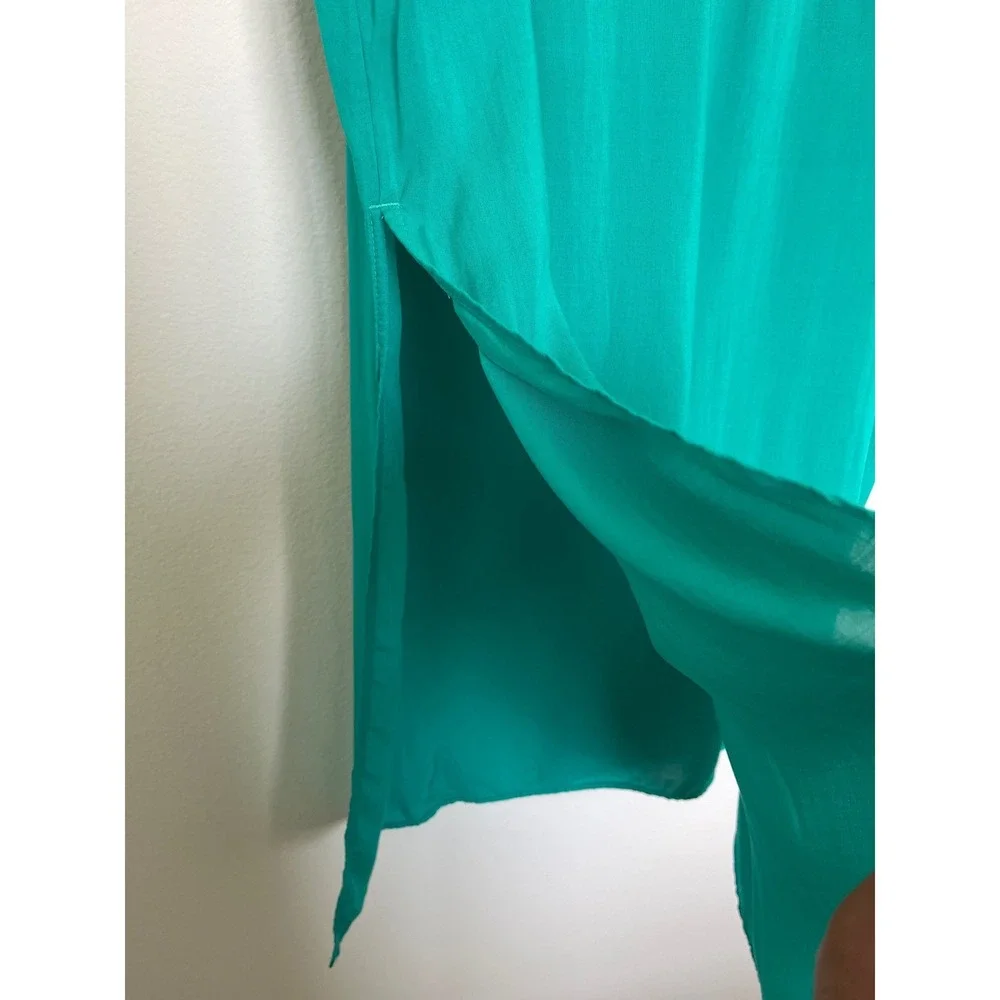 LOFT Maxi Skirt Womens Medium Green Pull On Side Slits Half Lined Resort Boho
